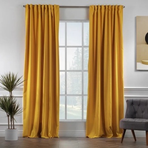 Set de 2 draperii Lilijan Home & Curtain, poliester, galben mustar, 140 x 245 cm