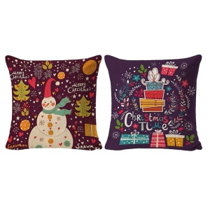 Set de 2 fete de perna model Craciun Shengruili, bumbac, multicolor, 45 x 45 cm