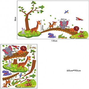 Set de 2 foi cu autocolante pentru copii Kibi, multicolor, animale, vinil, 86 x 135 cm - Img 2