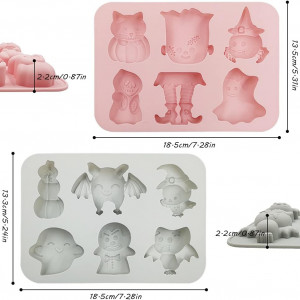 Set de 2 forme de prajituri pentru Halloween YuCool, silicon, gri/roz, 18.5 x 13.5 x 2.2 cm