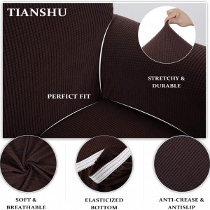 Set de 2 huse de protectie pentru canapea Tianshu, poliester/elastan, maro ciocolatiu, 229 x 108 x 105 cm - Img 5