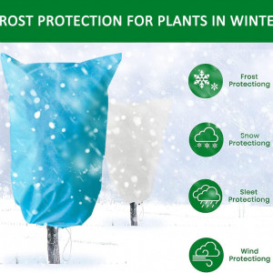 Set de 2 huse de protectie pentru plante N//C, textil, alb/albastru, 120 x 180 cm