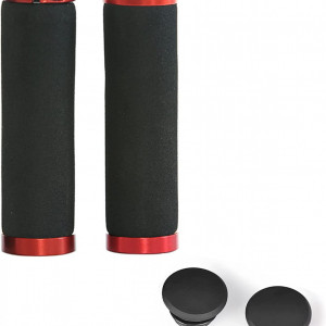 Set de 2 manere ergonomice pentru biciclete/ scutere PenuSpt, rosu/negru, spuma, 22,3 mm