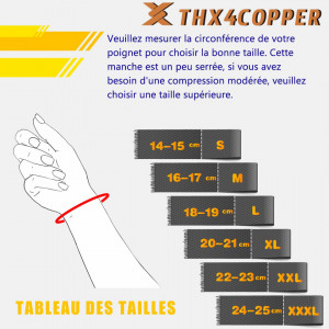Set de 2 mansoane de compresie pentru incheietura mainii Thx4COPPER, negru, tesatura infuzata cu cupru, XXXL - Img 6