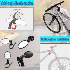 Set de 2 oglinzi pentru bicicleta Taeku, ABS/sticla, negru, 14,5 cm 