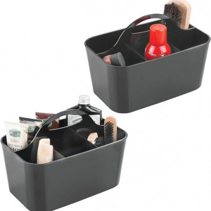 Set de 2 organizatoare mDesign, plastic, negru, 15,2 x 24,3 x 17,2 cm