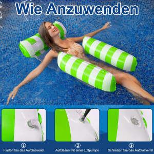 Set de 2 paturi gonflabile pentru piscina Chaohua, plastic, verde/alb/albastru, 100 x 112 cm - Img 4