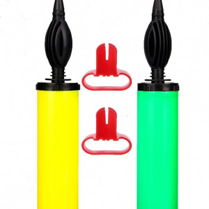 Set de 2 pompe pentru umflat baloane Ding Yongliang, plastic, verde/galben, 28 x 5 cm - Img 1