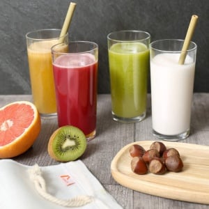 Set de 2 pungi pentru strecurat smoothie-uri, canepa, alb, 20 x 30 cm