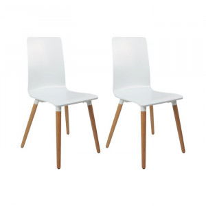 Set de 2 scaune Chau, albe, 89,5 x 41,5 x 45,5 cm - Img 1