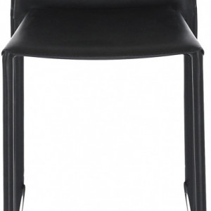 Set de 2 scaune de bar Boréalys din piele, negru - Img 2