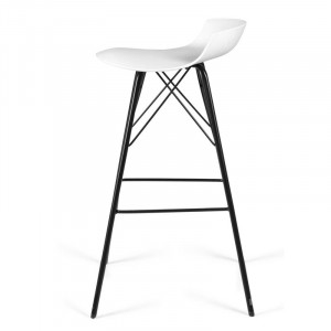 Set de 2 scaune de bar Gabija 71cm, alb/negru, plastic/metal - Img 2