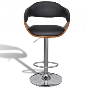Set de 2 scaune de bar, PAL/metal, maro/negru, 54 x 46,5 cm - Img 3