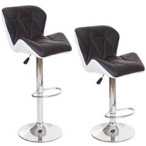 Set de 2 scaune de bar tapitate Stapleton, argintiu/alb/maro, 45 x 50 cm - Img 2