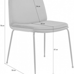 Set de 2 scaune Heine Svaneke, catifea, antracit, 51 x 59 x 78 cm - Img 2