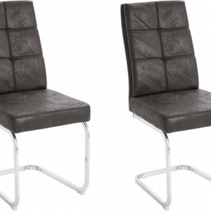 Set de 2 scaune Lale, microfibra/metal, antracit/argintiu, 45x61x95 cm