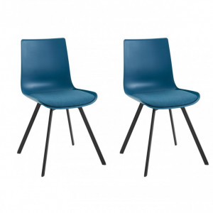 Set de 2 scaune Lucky, tesatura/metal, albastru petrol/negru, 48x40x43 cm - Img 1