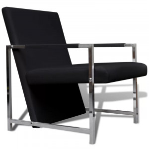 Set de 2 scaune Metro Lane, textil/metal, negru/argintiu, 73 x 53 x 69 cm