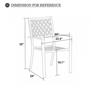 Set de 2 scaune pentru gradina Careen, metal, negru, 88,9 x 56,9 x 63,5 cm