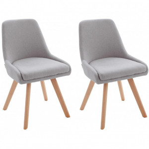 Set de 2 scaune Rudi, tesatura/lemn masiv de stejar, gri deschis/maro, 50 x 58 x 82 cm - Img 1