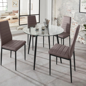 Set de 2 scaune Sandy, piele sintetica/metal, maro, 42 x 53 x 96 cm - Img 4