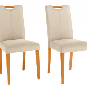 Set de 2 scaune Siena - tapitate - crem/lemn