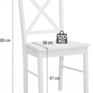 Set de 2 scaune Sonoma, MDF/lemn masiv de pin, alb, 44.5 x 47.5 x 89 cm - Img 2