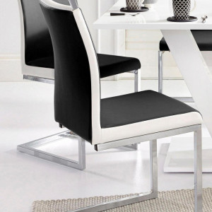 Set de 2 scaune Stella piele sintetica/metal, negru/alb/argintiu, 43 x 59 x 96 cm - Img 8