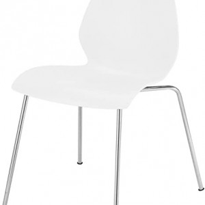 Set de 2 scaune stivuibile Maui Kartell, polipropilena/metal, alb/argintiu, 55 x 44 x 77 cm - Img 3