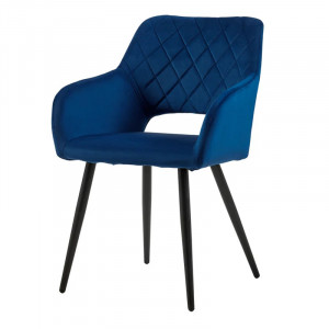 Set de 2 scaune tapitate Canora Gray, catifea/metal, albastru inchis/negru, 45 x 52 x 83 cm