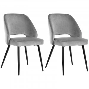 Set de 2 scaune tapitate Eagle, negru/gri, 82 x 51 x 55 cm - Img 1