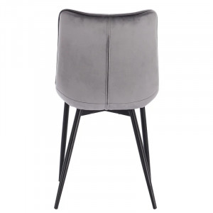 Set de 2 scaune tapitate Fairmont Park, catifea/metal, gri deschis/negru, 46 x 40,5 x 85,5 cm