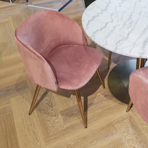 Set de 2 scaune tapitate Gary, roz/auriu, 83 x 55 x 54 cm - Img 4