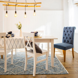 Set de 2 scaune tapitate Liao Home Affaire, lemn masiv/poliester, maro/albastru inchis, 50 x 73 x 108 cm