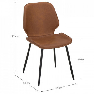 Set de 2 scaune tapitate Louis, metal/piele, maro/negru, 44 x 82 x 58 cm - Img 7