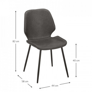 Set de 2 scaune tapitate Louis, piele sintetica/metal, negru, 44 x 58 x 82 cm - Img 8