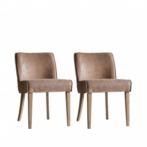 Set de 2 scaune Tarnby, piele/ lemn, maro, 50 x 58 x 89 cm