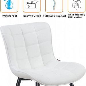 Set de 2 scaune Youtaste, metal/piele artificiala, alb/negru, 79 x 43 x 47 cm - Img 2