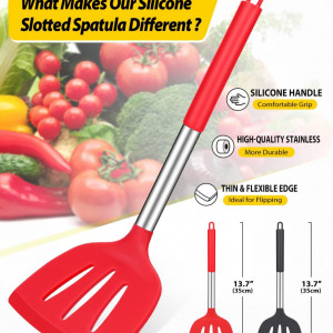 Set de 2 spatule BUNDLEPRO, silicon, rosu/negru, 4.6 x 11.7 x 34.5 cm - Img 6