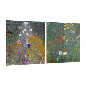 Set de 2 tablouri ``Garden`` East Urban Home, panza/lemn, multicolor, 30 x 60 cm