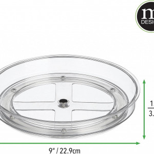 Set de 2 tavi rotative pentru condimente mDesign, plastic, transparent, 22,9 x 3,6 cm 