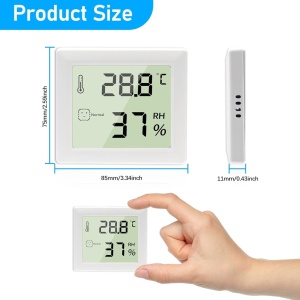 Set de 2 termometre/higrometre Difcul, plastic, alb, ecran LCD, 7,5 x 8,5 x 1,1 cm