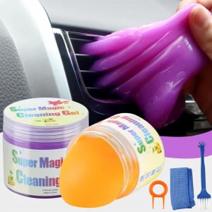 Set de 2 tuburi cu slime pentru curatare tastatura, mov/portocaliu, 160 g