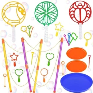 Set de 20 accesorii pentru facut baloane de sapun Sunshine Smile, plastic, multicolor