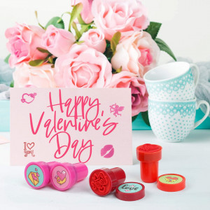 Set de 20 stampile cu cerneala pentru Valentine's Day Kesote, plastic, multicolor, 2,5 x 3,5 cm - Img 2