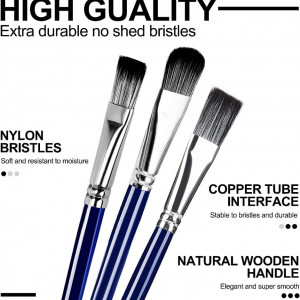 Set de 21 pensule cu spatula farfurie si bureti pentru pictura Artkaler, lemn/par/meta, albastru - Img 6