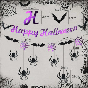 Set de 22 decoratiuni pentru Halloween Syoulin, plastic/textil, negru/violet