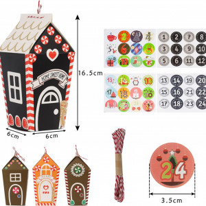 Set de 24 cutii de bomboane cu autocolante pentru calendar de advent Gxhong, multicolor, hartie, 16, 5 x 6 x6 cm - Img 7