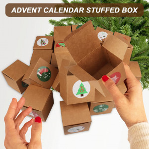 Set de 24 cutii si 24 stickere pentru calendarul de advent Yisscen, hartie/PVC, multicolor, 14 x 7 x 7 cm - Img 7