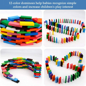 Set de 240 piese domino BUYGOO, 12 culori, lemn, 4,4 x 2,7 x 0,7 cm - Img 4